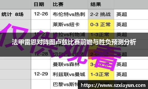 法甲雷恩对阵图卢兹比赛前瞻与胜负预测分析